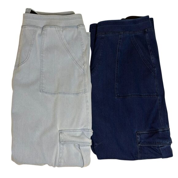 Halara Wide Leg Cargo Jeans Denim Pants Bundle of 2 Blue XL Petite - Picture 2 of 16